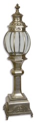 Casa Padrino Lanterne de jardin Art Nouveau en métal et verre argent, 27 x 27 x H. 109 cm
