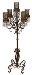 Casa Padrino Art Nouveau Candlestick Brown / Clear Glass Ø 50 x H. 121 cm - Luxury Garden Decoration
