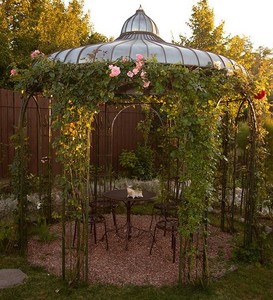 Casa Padrino Pavilion Ø 325 x H. 350 cm - Various Colors - Garden Pavilion made of Wrought Iron with Galvanized Tin Roof