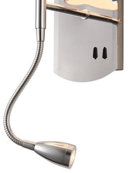 Casa Padrino Applique Murale Argent / Crème 16 x 16 x H. 35 cm - Lampe avec liseuse flexible