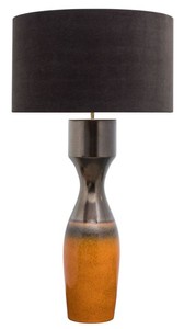 Casa Padrino lampe de table de luxe en céramique argent / orange Ø 60 x H. 113 cm - Lampe de table fait main avec abat-jour noir