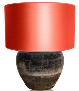 Casa Padrino lampe de table en terre cuite de luxe gris / orange Ø 60 x H. 72 cm - Meubles de Luxe
