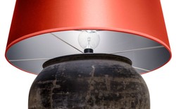 Casa Padrino lampe de table en terre cuite de luxe gris / orange Ø 60 x H. 72 cm - Meubles de Luxe