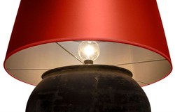 Casa Padrino lampe de table en terre cuite de luxe gris / orange Ø 60 x H. 72 cm - Meubles de Luxe