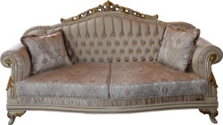 Casa Padrino Luxury Baroque 3-Seater Sofa in Beige, Cream, Ivory and Gold, Width 215 cm - Elegant Seating for Sophisticated Interiors