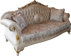 Casa Padrino Luxury Baroque 3-Seater Sofa in Beige, Cream, Ivory and Gold, Width 215 cm - Elegant Seating for Sophisticated Interiors