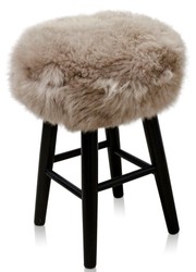 Casa Padrino Luxury Stool Cappuccino / Black Ø 40 x H. 57 cm - Ottoman with Sheepskin