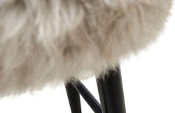Casa Padrino Luxury Stool Cappuccino / Black Ø 40 x H. 57 cm - Ottoman with Sheepskin