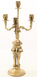 Casa Padrino Baroque Candlestick Set Gold 16 x 16 x H. 42 cm - Baroque Style Gilt Bronze Candle Holders