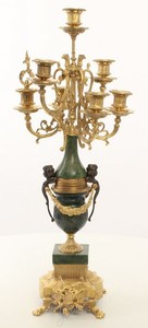 Casa Padrino Baroque Candle Holder Set Gold / Green 22 x 26 x H. 62.4 cm - Baroque Style Furniture