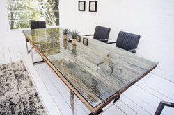 Casa Padrino Designer Table de salle à manger en bois massif naturel - Teck - 200 x 100 x H.75 cm - Bois de teck massif