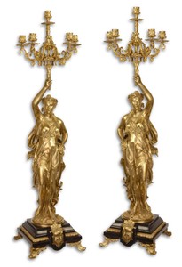 Casa Padrino Baroque Candlestick Set Gold / Black 33.5 x 26 x H. 100 cm - Baroque Furniture