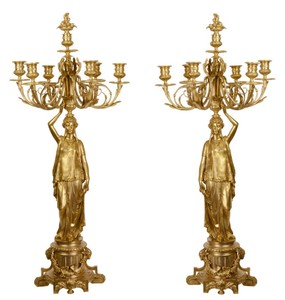 Casa Padrino Baroque Candlestick Set Gold 37.5 x 32.5 x H. 86 cm - Elegant & Sumptuous