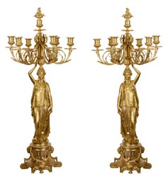 Casa Padrino Juego de Candelabro barroco Oro 37,5 x 32,5 x H. 86 cm - Elegante y Suntuoso