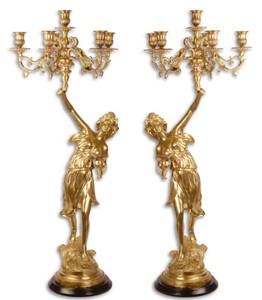 Casa Padrino baroque candlestick set gold 32.5 x 32.5 x H. 87 cm - Hotel & Restaurant Decoration
