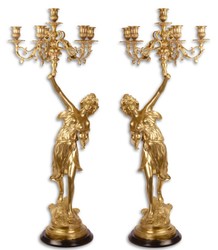 Casa Padrino baroque candlestick set gold 32.5 x 32.5 x H. 87 cm - Hotel & Restaurant Decoration