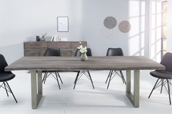 Casa Padrino Designer Mesa de comedor de madera maciza gris - Acacia - 200 x 100 x H.77 cm - Hecho de madera maciza de acacia Casa Padrino Designer Mesa de comedor de madera maciza gris - Acacia - 200 x 100 x H.77 cm - Hecho de madera maciza de acacia