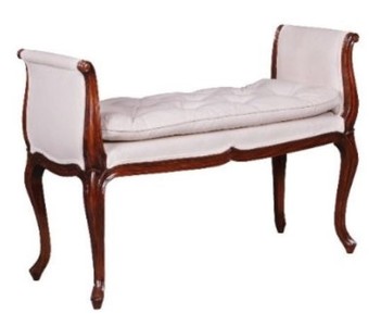 Casa Padrino banc de luxe en acajou de style baroque marron / blanc 105 x 44 x H. 74 cm - Mobilier Baroque & Art Nouveau