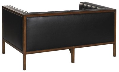 Casa Padrino Chesterfield Echtleder 2-Sitzer Sofa Schwarz / Braun 143 x 78 x H. 71 cm - Hotel Möbel