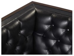 Casa Padrino Divano Chesterfield a Due Posti in Vera Pelle Nero / Marrone 143 x 78 x H. 71 cm - Arredamento Hotel