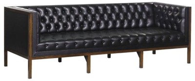 Casa Padrino Chesterfield Echtleder 3-Sitzer Sofa Schwarz / Braun 213 x 78 x H. 72 cm - Hotel Möbel