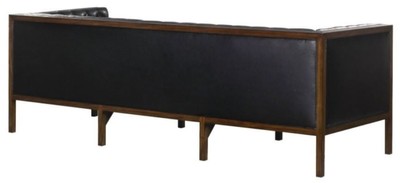 Casa Padrino Chesterfield Echtleder 3-Sitzer Sofa Schwarz / Braun 213 x 78 x H. 72 cm - Hotel Möbel