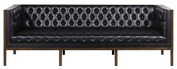 Casa Padrino Chesterfield Canapé Cuir Véritable 3 places Noir / Marron 213 x 78 x H. 72 cm - Mobilier d'Hôtel