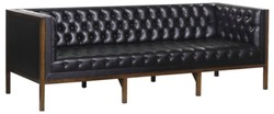 Casa Padrino Chesterfield Canapé Cuir Véritable 3 places Noir / Marron 213 x 78 x H. 72 cm - Mobilier d'Hôtel