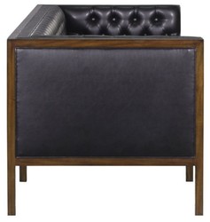 Casa Padrino Chesterfield Canapé Cuir Véritable 3 places Noir / Marron 213 x 78 x H. 72 cm - Mobilier d'Hôtel