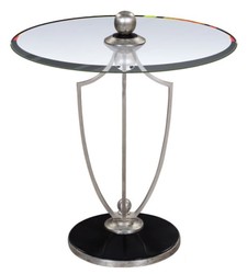 Casa Padrino table de bar de luxe argent / noir Ø 60 x H. 70 cm - Table de Bar Ronde