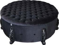 Casa Padrino énorme tabouret rond baroque en bordeaux / or avec strass bling bling diamètre 107 cm - meubles de l'hôtel de luxe