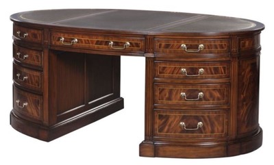 Casa Padrino Luxury Partner Desk Brown / Green 180 x 102 x H. 76 cm - Mahogany Double Desk with 18 Drawers