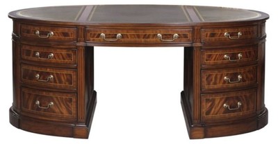 Casa Padrino Luxus Partner Schreibtisch Braun / Grün 180 x 102 x H. 76 cm - Mahagoni Doppel Schreibtisch mit 18 Schubladen