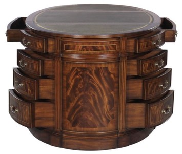 Casa Padrino Luxus Partner Schreibtisch Braun / Grün 180 x 102 x H. 76 cm - Mahagoni Doppel Schreibtisch mit 18 Schubladen