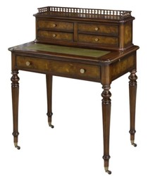 Casa Padrino tavolo da segretaria in mogano con 5 cassetti marrone / verde 79 x 50 x H. 101 cm - Qualità di Lusso