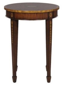Casa Padrino Table d'Appoint Style Art Nouveau en Acajou Marron / Or Ø 51 x H. 69 cm - Petite Table d'appoint Ronde avec Tiroir