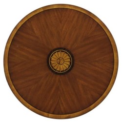 Casa Padrino Lujo Art Nouveau Caoba Mesa Auxiliar Marrón / Oro Ø 51 x H. 69 cm - Mesita Auxiliar Redonda Pequeña con Cajón