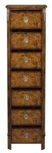 Casa Padrino Luxus Jugendstil Kommode mit 7 Schubladen Braun 35 x 30 x H. 127 cm - Luxus Qualität
