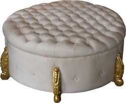 Sgabello rotondo barocco Casa Padrino in crema / oro diametro 107 cm - Mobili hotel di lusso - Edizione limitata Sgabello rotondo barocco Casa Padrino in crema / oro diametro 107 cm - Mobili hotel di lusso - Edizione limitata