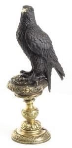 Casa Padrino Bronze Figure Aigle Noir / Or 13,3 x 18,9 x H 42,6 cm - Décoration de Luxe