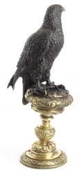 Casa Padrino Bronze Figure Aigle Noir / Or 13,3 x 18,9 x H 42,6 cm - Décoration de Luxe