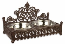 Casa Padrino Art Nouveau Dog Bowl Brown 46.2 x 25 x H. 27.2 cm - Art Nouveau Cast Iron Food Bowl