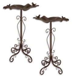 Casa Padrino Juego de Baño para Pájaros Art Nouveau de 2 Marrón 48,8 x 47,2 x H. 84,1 cm - Decoración de Jardín