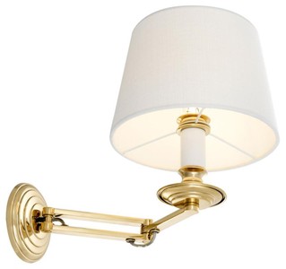 Casa Padrino Luxus Wandleuchte mit Schwenkarm Gold / Weiß 22 x 21,5 x H. 27,5 cm - Hotel & Restaurant Leuchte