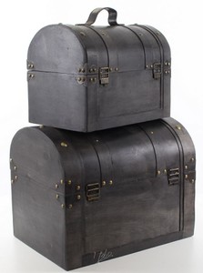 Casa Padrino Art Deco Holz Lunchbox Set Schwarz - Wohnzimmer Dekoration