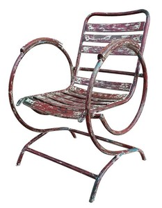 Casa Padrino Art Nouveau garden chair with armrests antique red 60 x 45 x H. 85 cm - Handmade Garden Furniture