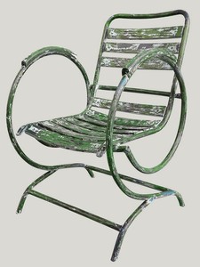 Casa Padrino Art Nouveau garden chair with armrests antique green 60 x 45 x H. 85 cm - Handmade Garden Furniture