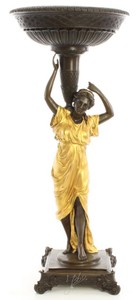Casa Padrino Art Nouveau Flower Pot Stand Bronce / Oro 33,2 x 33,2 x H. 76,4 cm - Figura de Bronce de Lujo