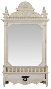 Casa Padrino espejo de pared barroco con cajón blanco crema 49,8 x H. 86,8 cm - Espejo de Estilo Barroco