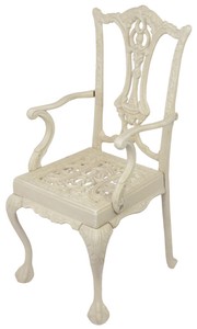 Casa Padrino chaise de poupée en fonte Art Nouveau avec accoudoirs blanc 20,5 x 22,5 x H 44 cm - Meubles de Poupées Art Nouveau